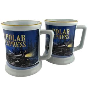Polar Express Train Graphic Coffee Cocoa Mugs Set of 2